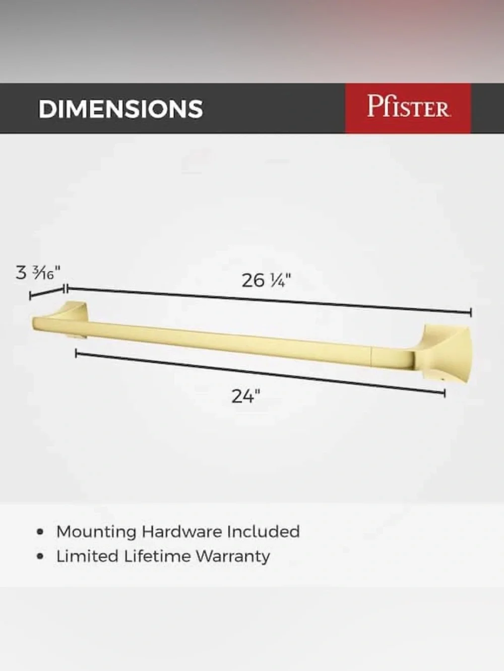 Brass Finish Wall-Mount Towel Bar - Polished Gold